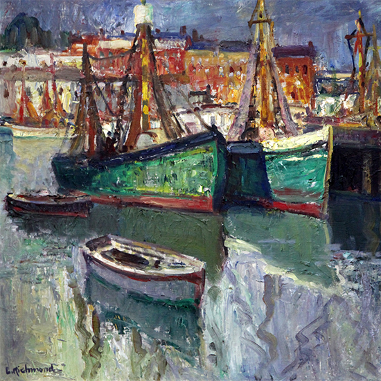 Leonard Richmond Fishing boats in harbour 49 x 59cm